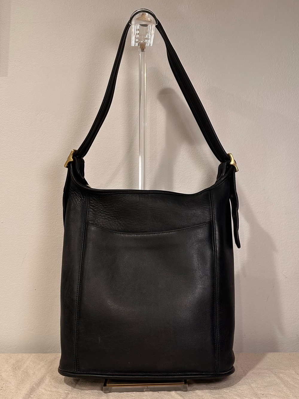 Vintage Coach Slim Duffle Sac 9060 Black Leather Shoulder Bag